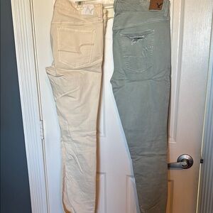 American Eagle Outfitters Cream and Gray Jeggings